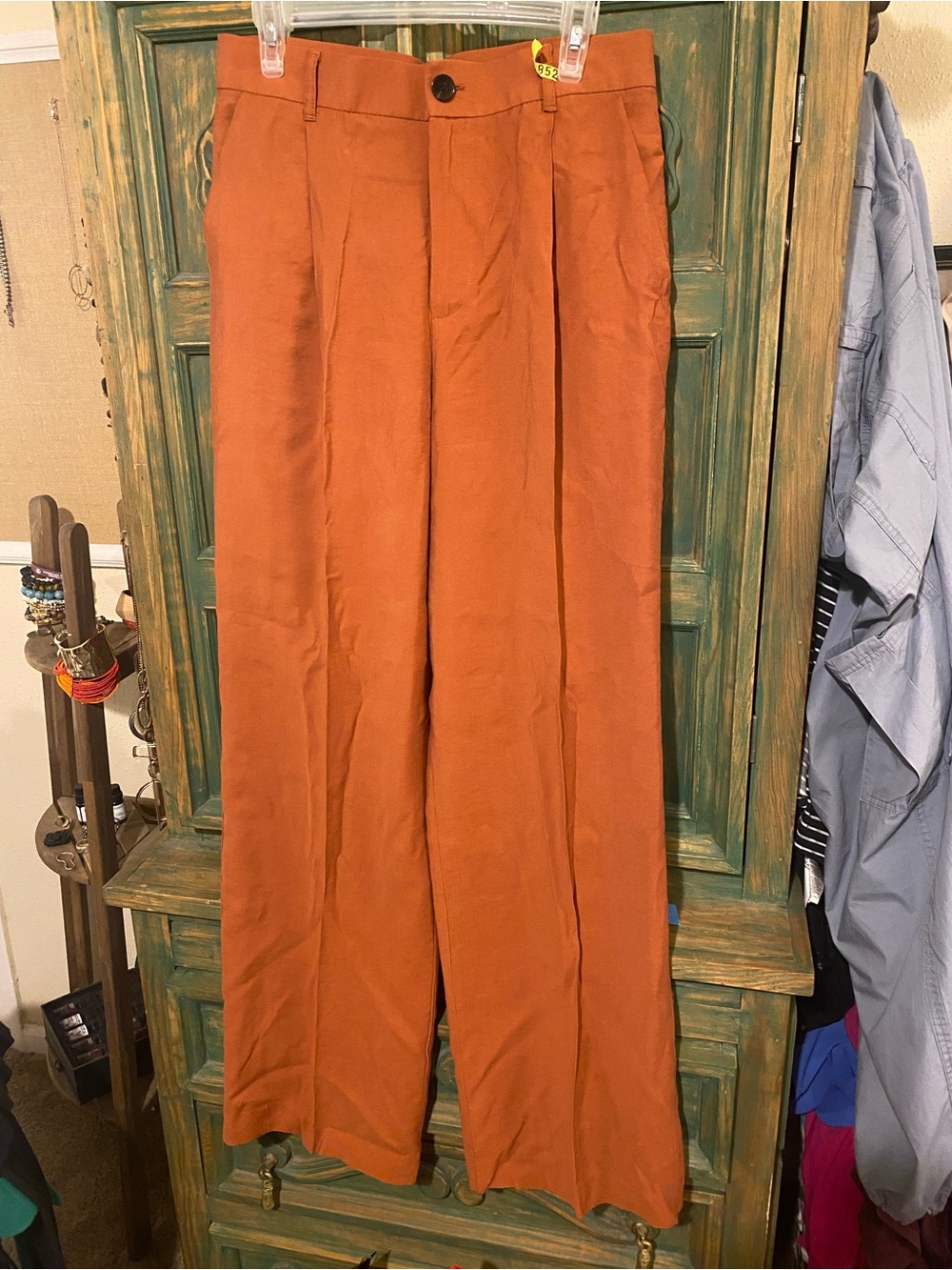 Womens Wide-Leg Rust Dress Pants